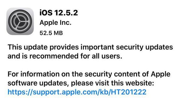 复兴苹果手机维修分享iOS12.5.2发布，建议所有老苹果用户安装 